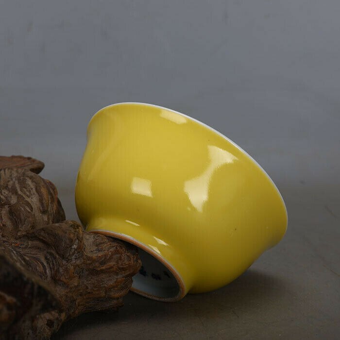 Chinese Jingdezhen Porcelain Yellow Glaze Bowl 4.4 inch