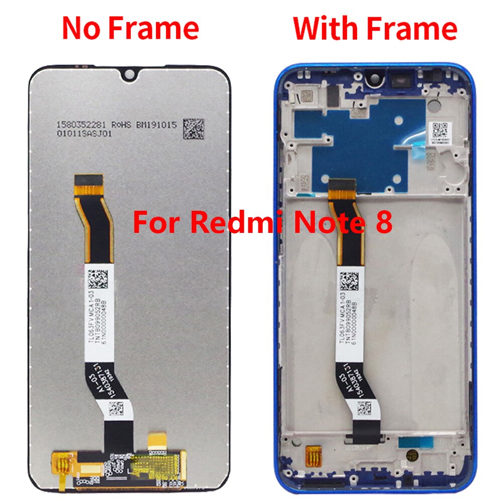 6.3 ''Originele Voor Xiaomi Redmi Note 8 Lcd Touch Screen Digitizer Vergadering Vervanging Voor Redmi Note8 Lcd Met frame