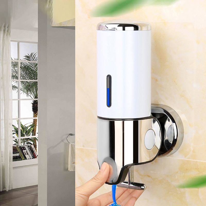 500 ml dispenser for flytende såpe bad veggmontert plast sjampo dusj gel dispensere håndvask kjøkkentilbehør