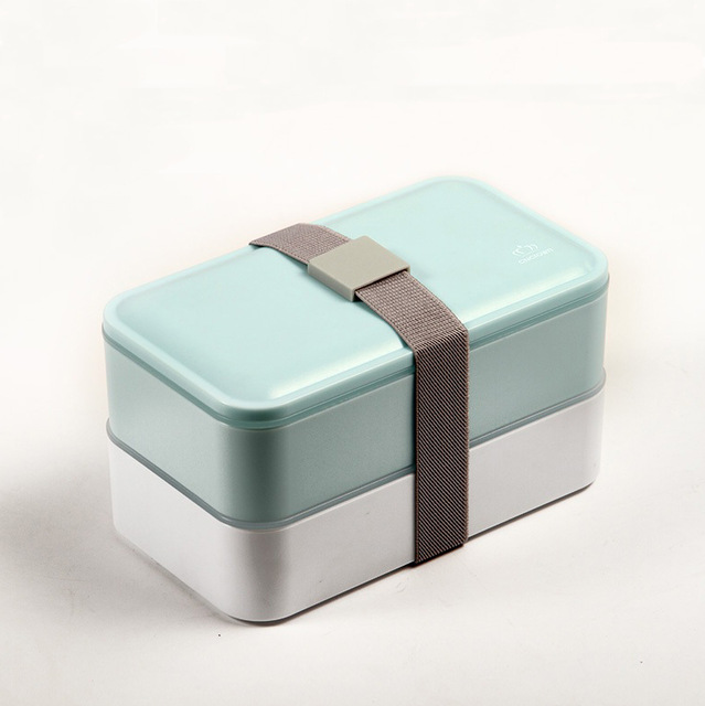 MICCK Japanese Lunch Box Set Double Layer Bento Box With Soup Bowl Portable Thermal Insulated Food Container Microwavable: Blue Lunch box