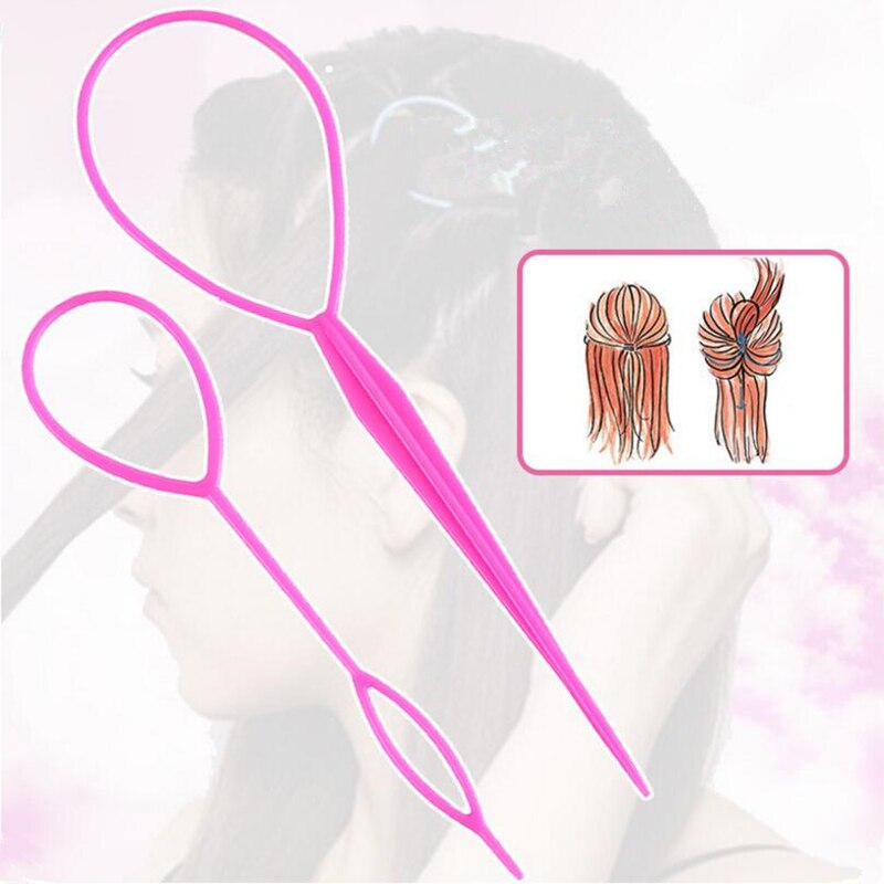 2 piezas para hacer moños, herramienta de peinado para trenzar el cabello, Coleta, peinados, Clip, palo de bucle, accesorios para peinados