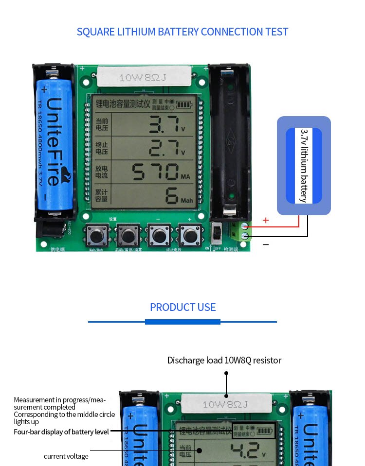 18650 Lithium Battery Capacity Tester Module High Precision XH-M239 LCD Digital Display True Capacity Module MaH/mwH Measurement