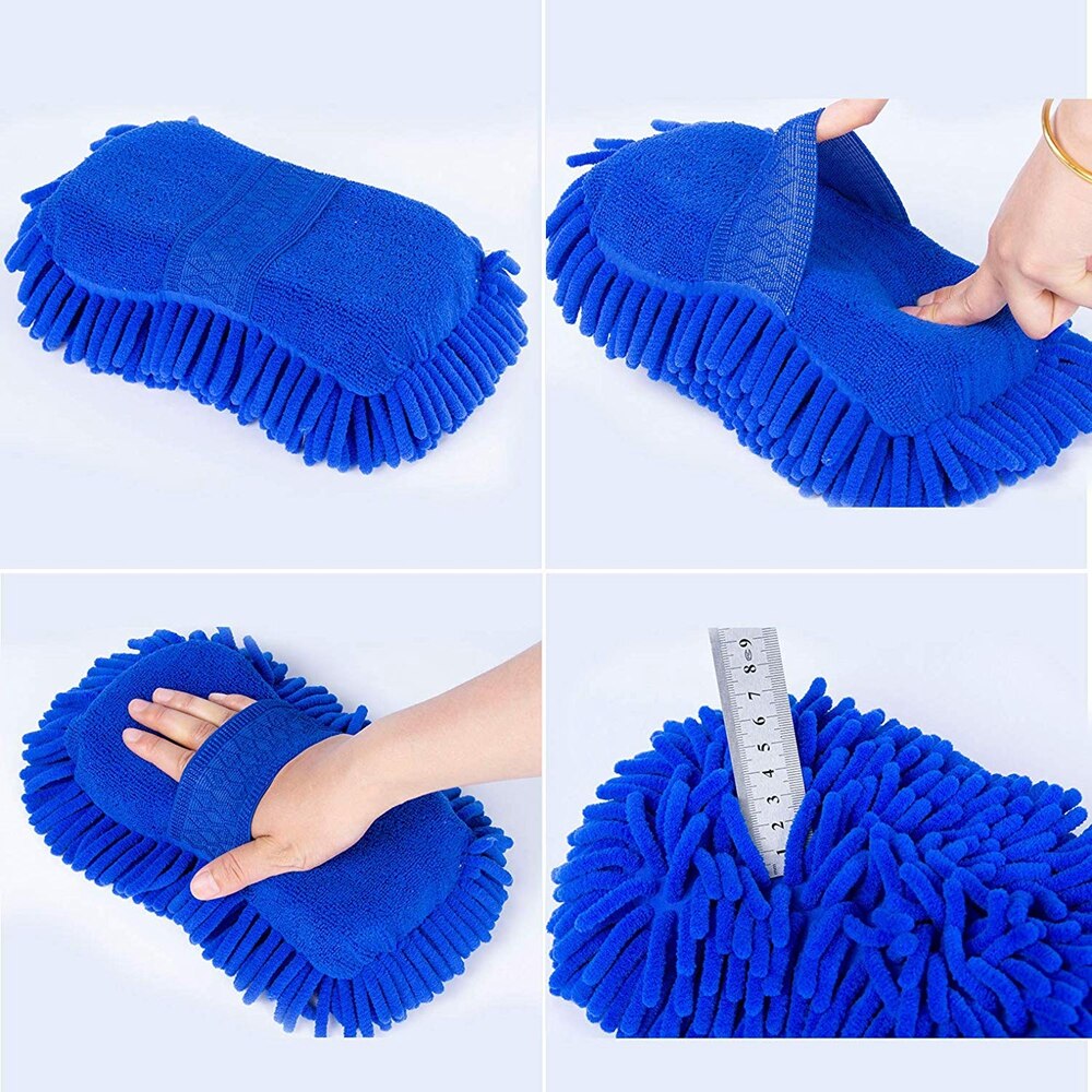 SPTA Microfiber Car Wash Sponge Premium Chenille Lint-free Scratch-free Ultra Soft Automobile Cleaning Sponge Ultimate Wash Mitt