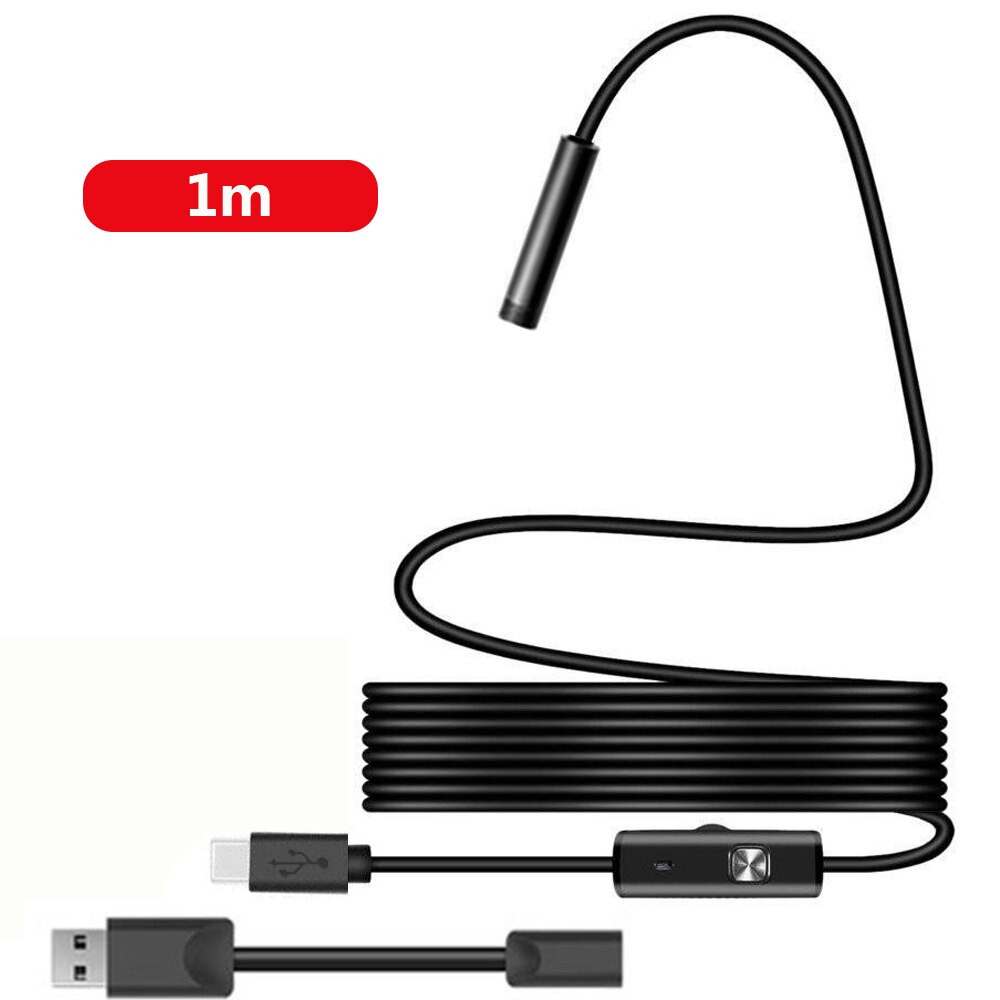 Endoscopio práctico para teléfono móvil, 5,5mm, fotos, 30W, plástico metálico, vídeo en tiempo Real, cuchara para oreja, cámara de inspección por boroscopio: 1m