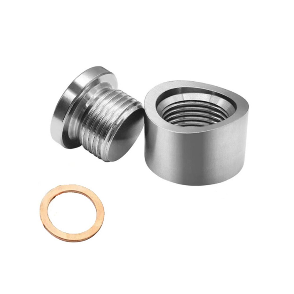 Universal Oxygen Sensor Stainless Steel Plug Nut Stepped Plug Nut Plug Broadband Nut Adapter Welded Plug M18 X 1.5 Threaded Nut