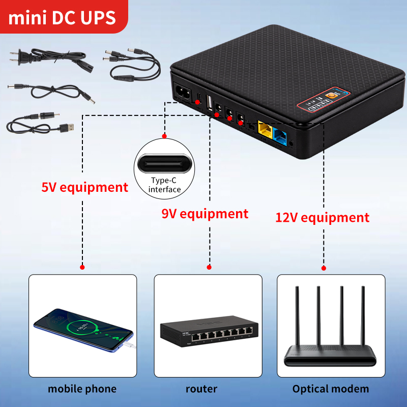 16000 mah DC ononderbroken voeding mini UPS batterij backup 5 v 9 v 12 v usb router optische modem voeding POE Mobiele power bank
