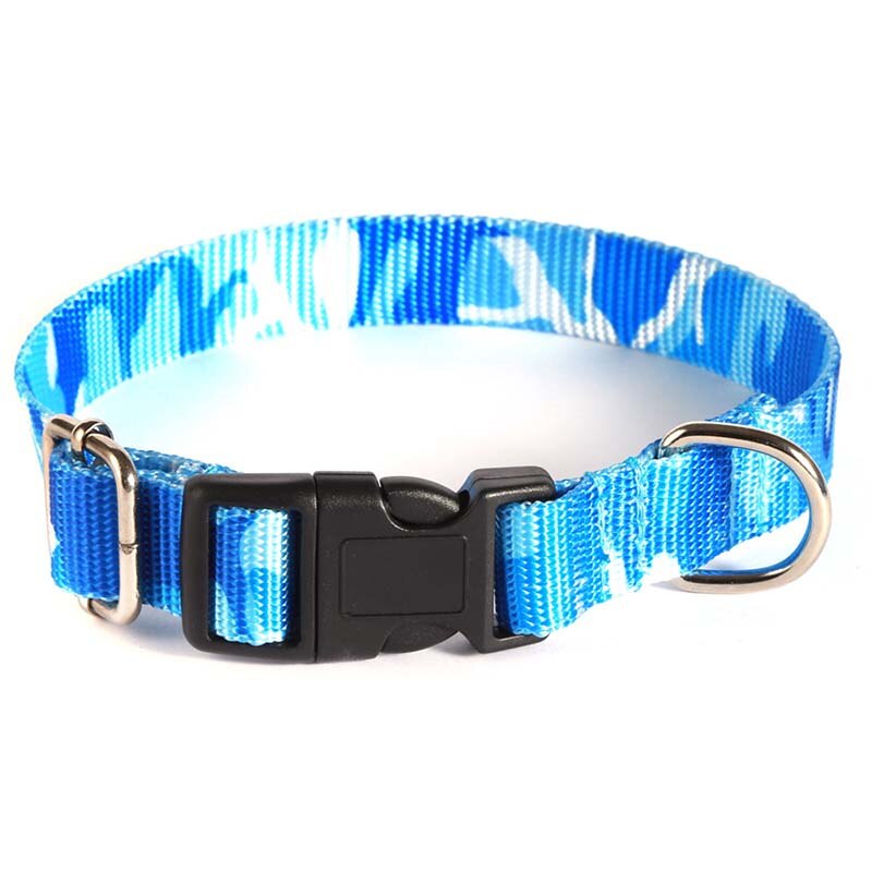 Camuflaje Azul Nylon Collar para perros y gatos Collar mediano grande y pequeños animales al aire libre paseo suministros Anti disturbios Rush de la correa de perro