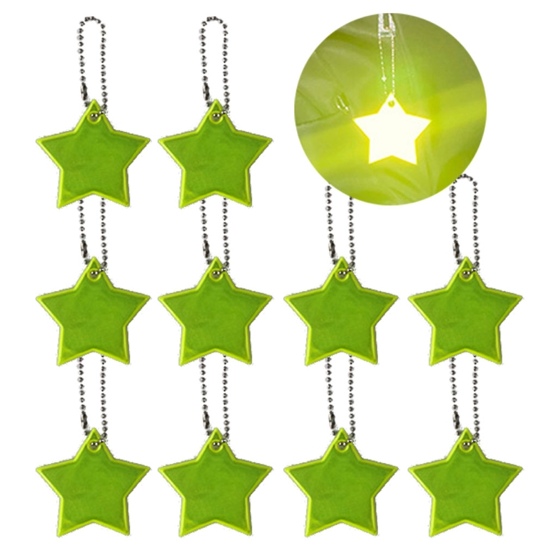 10Stck Art Sicherheit Reflektoren Schlüsselanhänger Stilvolle Reflektierende Sterne Getriebe Rucksäcke Kinderwagen Jacken Sicher Reflektor Keychain: B