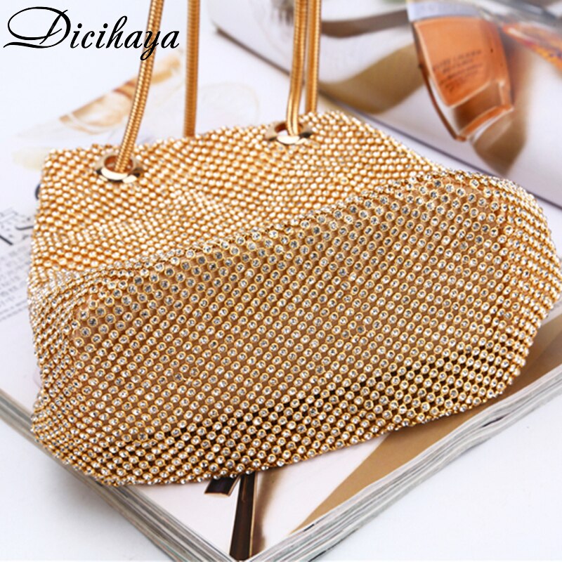 DICIHAYA-Bolso de hombro pequeño para mujer, bolsa de mano para de boda, de noche, de lujo, tipo cubo, con diamantes