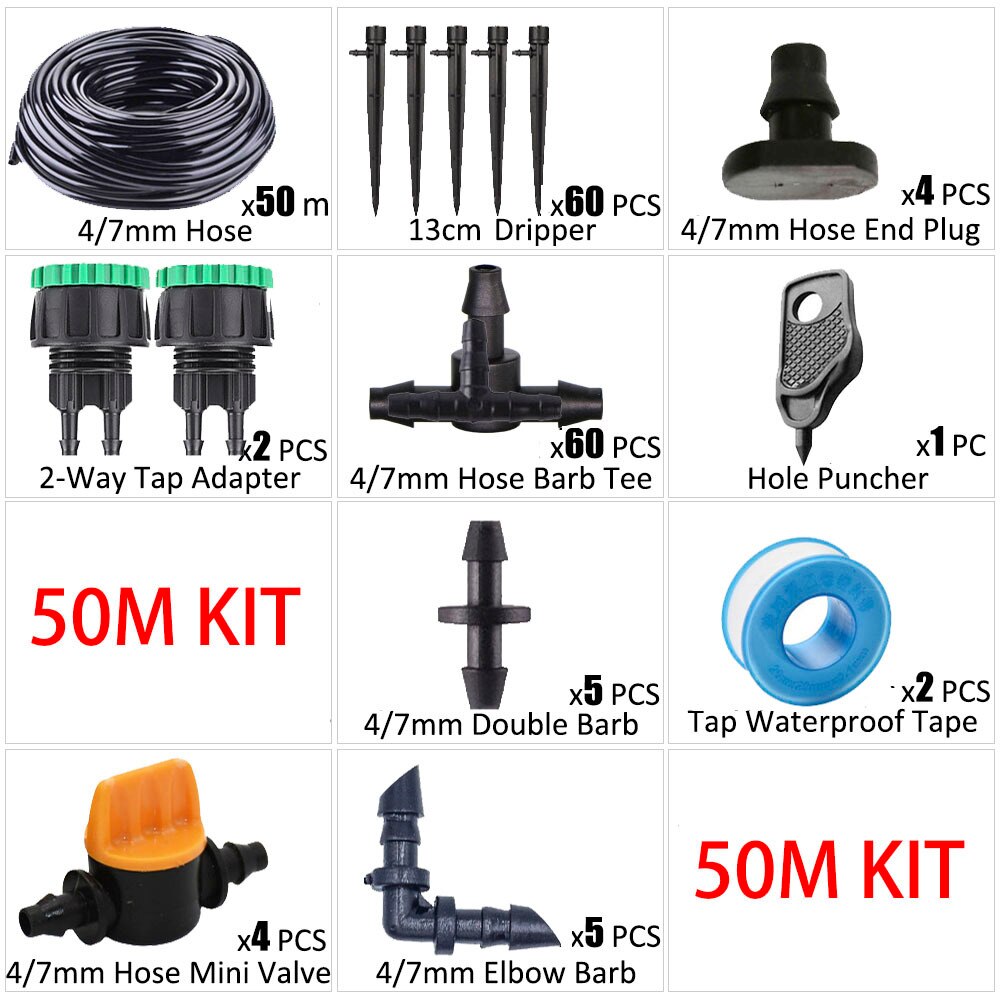 4/7mm Hose Drip Irrigation System 360 Degree Adjustable 8 Hole Sprinkler Garden Watering Kit Inserting Ground Micro Flow Dripper: Blue