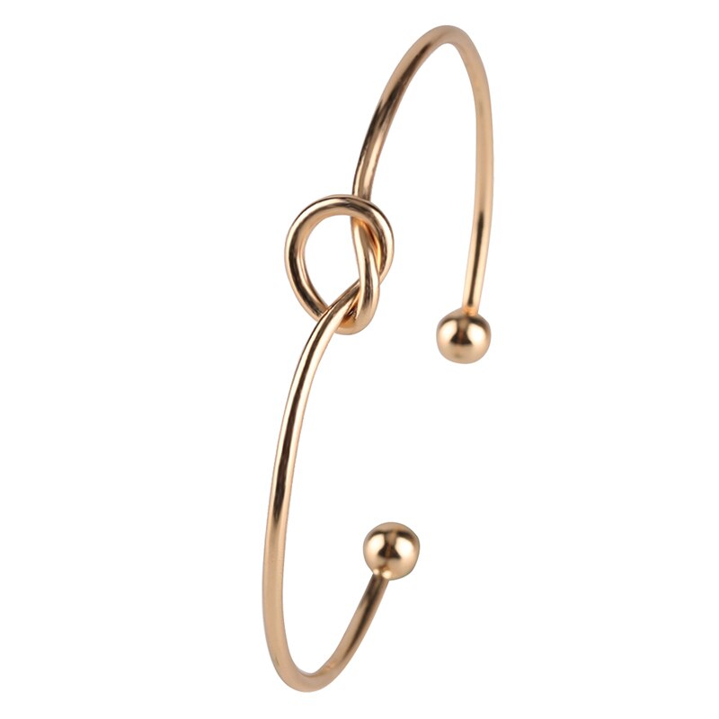 YISUYA Minimalisme Vrouwen Manchet Armbanden Bangle Geknoopt Hart Vorm Verzilverde Casual Charm Sieraden Valentijn Cadeau: Golden