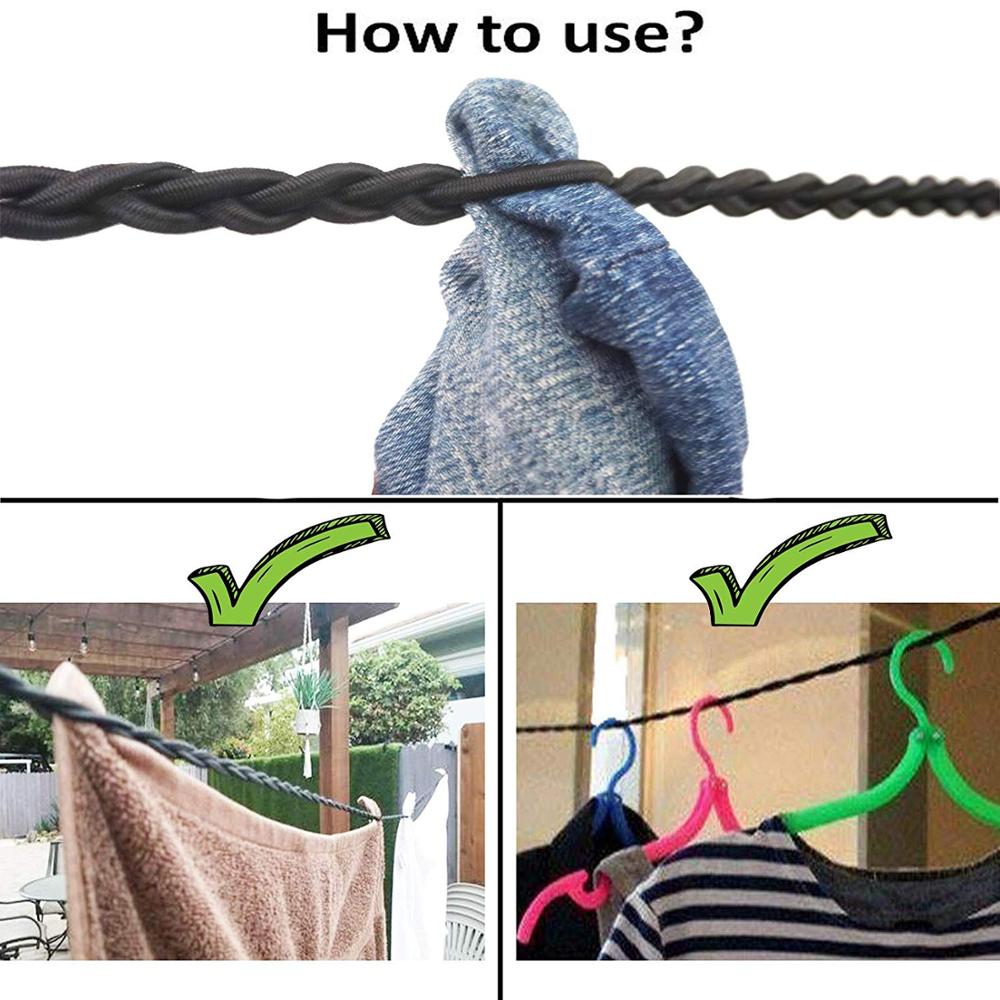 Tri-Braided Cord Travel Clothes Line, Adjustable Bungee Cord Clothesline,Washing Hanging Airer Rope, For Hotel ,Camping / Laundr