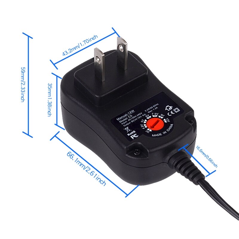 Aa batteri eliminator us strømforsyning justerbar spænding 3v 4.5v 6v 9v 12v adapter kan erstatte 2aa to 8aa batterier