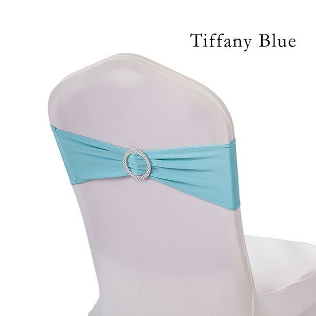 DEAREST 25PCS Spandex Chair Bands Spandex Chair Sash Stretch Lycra chair bands with buckle Wedding Decoration free Ship: tiffany