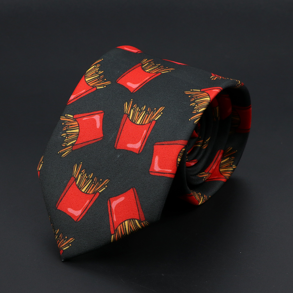 Nieuw heren stropdassen zachte magere stropdas lippen schedel vis hamburger patten print stropdassen voor mannen bruiloft accessoires: GRIJS