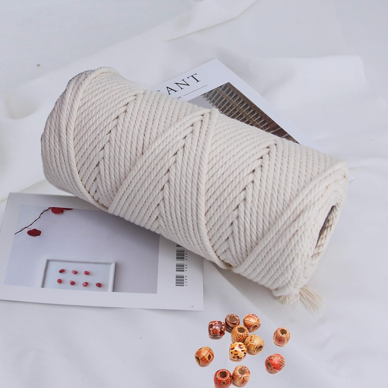 4 mm natuurlijk katoenen macrame touw macrame katoenen koord voor muuropknoping plantenhangers ambachten cadeauverpakking en bruiloftsdecoraties: Fluorescerende Gele