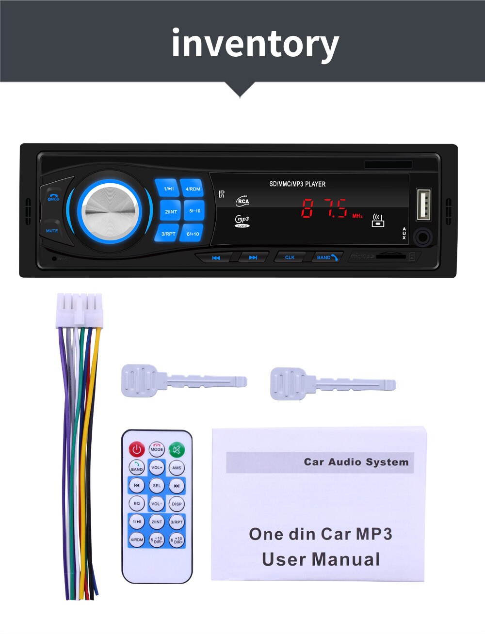 Podofo Bluetooth Autoradio 12V Auto Stereo Radio Fm Ontvanger Aux-In Ingang Sd Usb In-Dash Autoradio 1din Auto MP3 Multimedia Speler