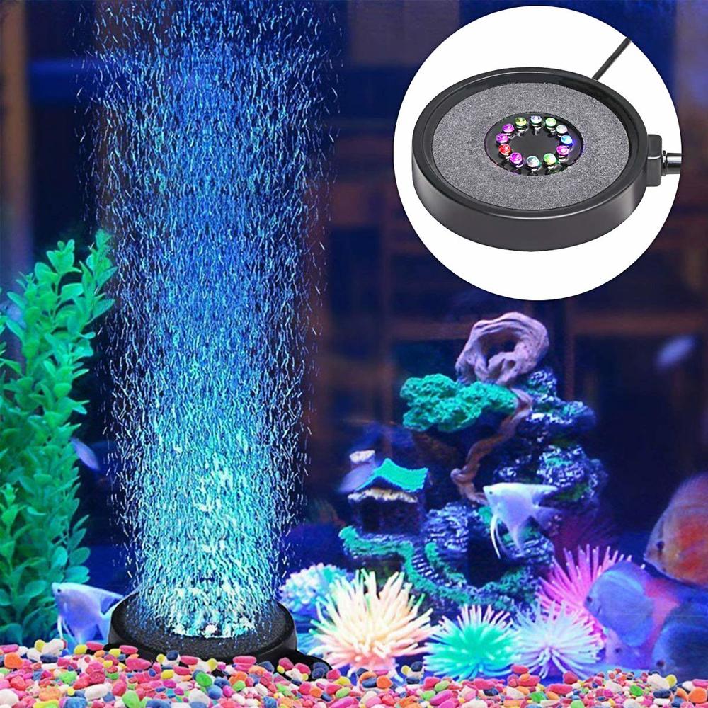4 "Multi-Gekleurde Aquarium Led Lucht Steen Schijf Ronde Vorm Waskolf Voor Aquarium Bubble Diffuser Met 12 auto Kleur Veranderende Leds