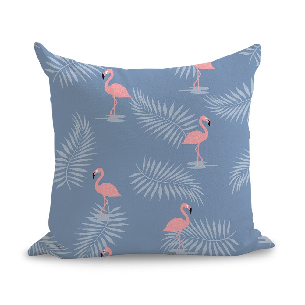 Rosa flamingos gröna blad mönster kudde euroöverdrag dekorativ massageapparat dekorativa kuddar heminredning: Grön