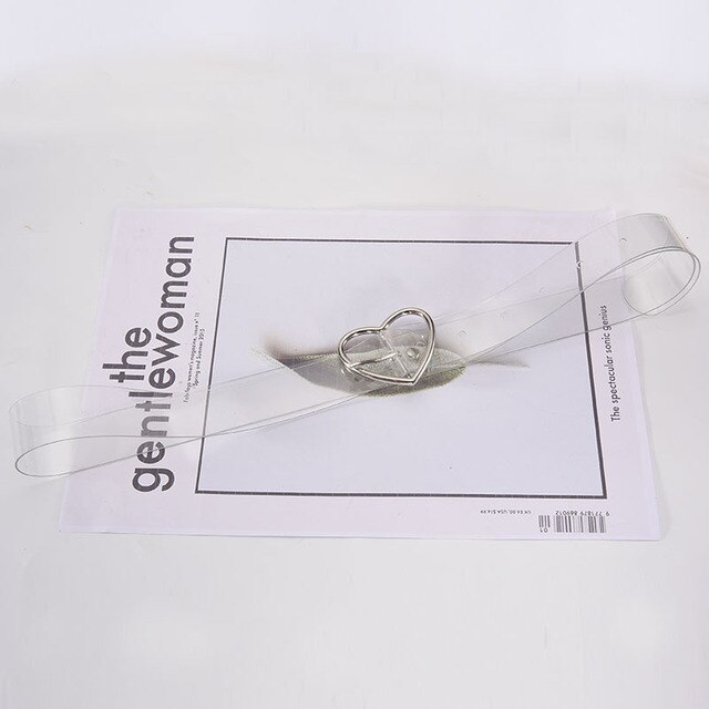 zwei Reihe PVC Klar Gürtel Für Frauen Stift Schnalle Weiblichen Weiß Taille Hosen transparent Gürtel Damen Jeans Tülle gürtel: N330-SiliveHeart