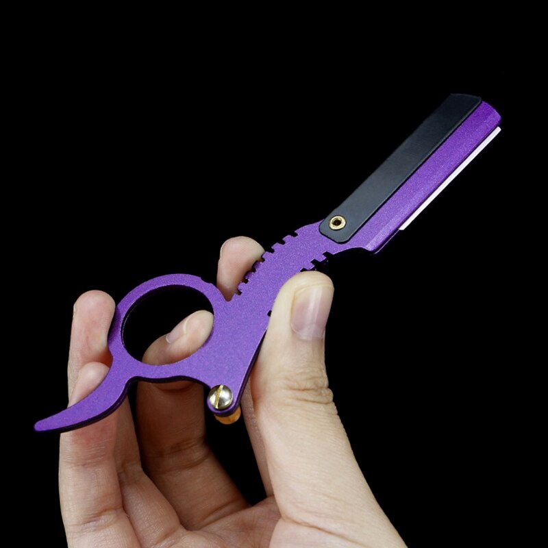 Straight Edge Barber Razor Haircut Beard Shaving Manual Depilation 2022: Purple