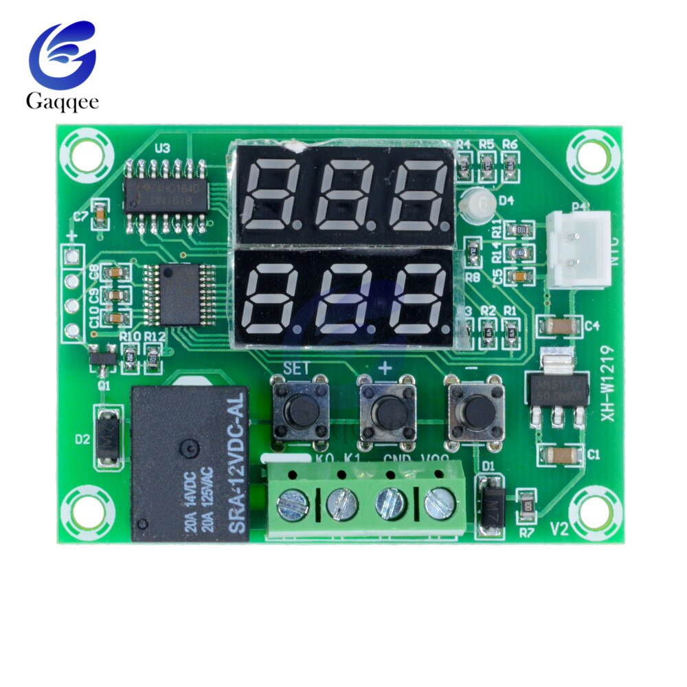 W1219 DC 12V Thermostat Relay Dual LED Digital Temperature Regulator Switch Controller Waterproof NTC Temperature Sensor Probe