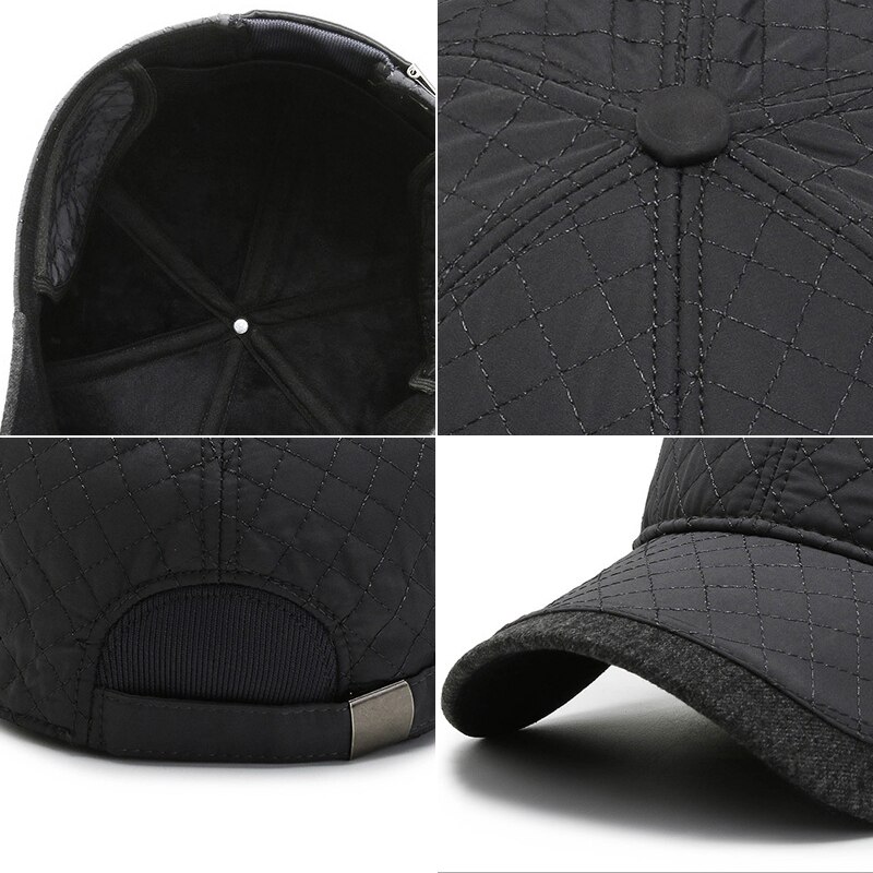 Vinterhat til mænd midaldrende og ældre baseballkasket varm hat med #39 , fleece indvendigt vindtæt