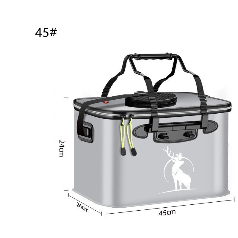 Sac de pêche EVA Portable, seau de pêche pliable, boîte de poissons vivants, conteneur d'eau de camping, sac de rangement de matériel de pêche: Silver gray   45