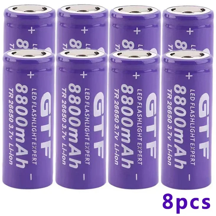 GTF - rechargeable lithium-ion battery for LED flashlight, battery, 26650 3.7V 8800mah.: Yellow