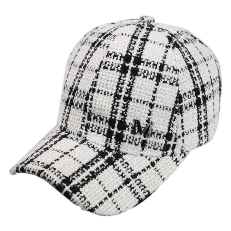 HUOBAO Black White Lattice Baseball Cap Newsboy Caps Visor Caps For Women Gorras Female Snapback Tweed Casual Hat: White