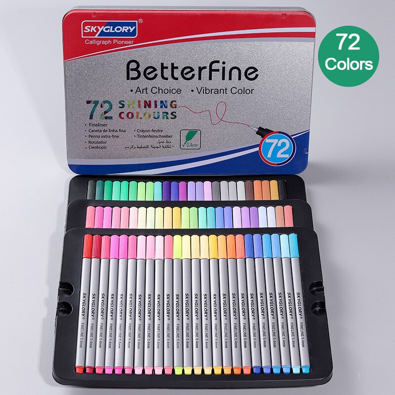 24/48/72/102 Kleuren Aquarel Markers Voor Tekening Set Viltstiften Voor Kinderen 0.4Mm Fijne tip Schetsen Markers Art Supplies: 72 Colors