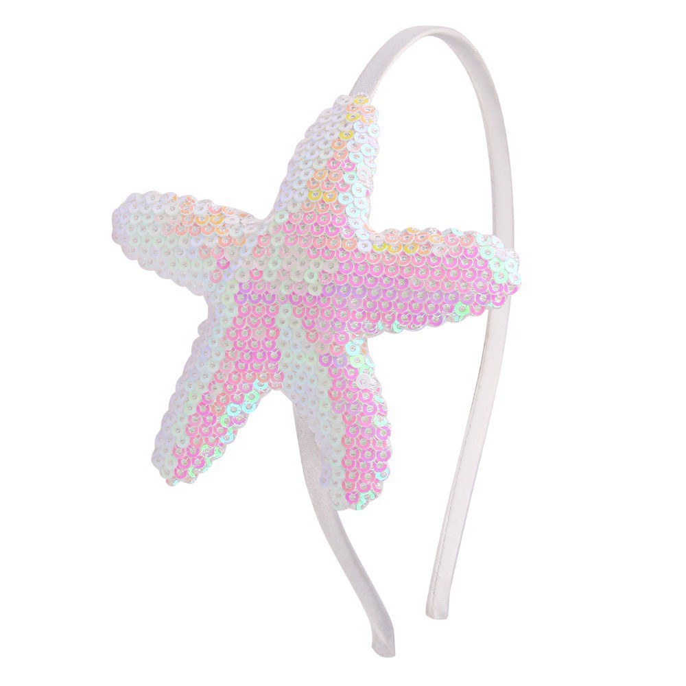 Diademas de estrella de mar con lentejuelas para niña, diadema brillante para bebé, de cumpleaños con purpurina, diademas, accesorios para el cabello: Gris