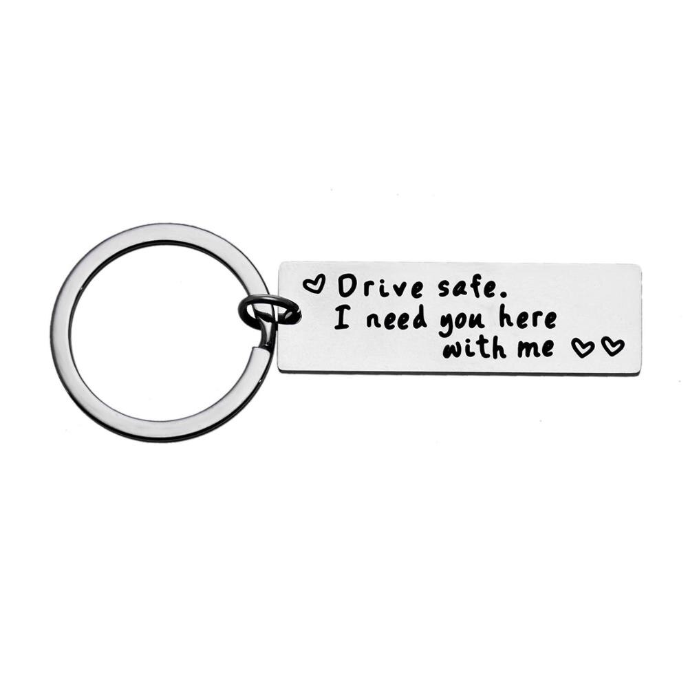 Sleutelhanger Familie Echtgenoot Boyfriend Sleutelhanger Tags Rvs Charm Valentijnsdag Vriendje Sleutelhangers: Drive Safe