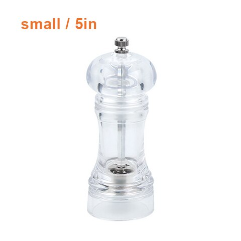 Molinillo acrílico de sal, pimienta, molinillo Manual de pimienta, molinillo para sal y especias, herramienta de molienda transparente, molinillo de pimienta para condimentos: Transparent-small