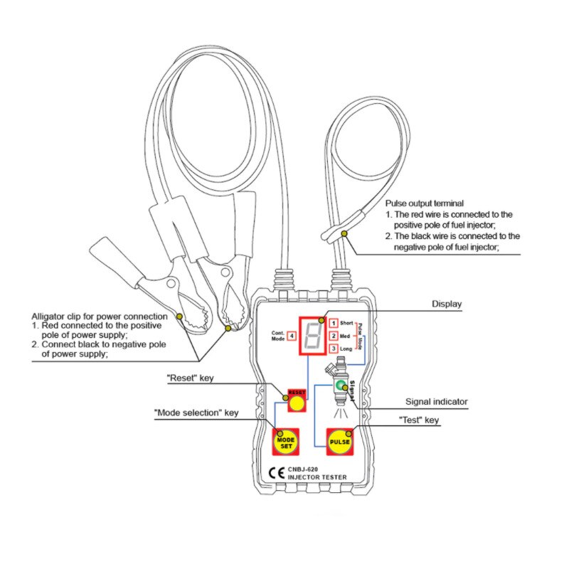 Automotive Injector Tester 12V 4 Pulse Modi Handheld Auto Voertuig Fuel Pressure System Diagnostic Tool
