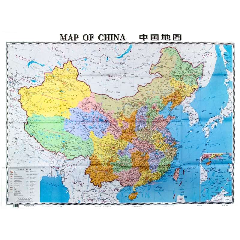 Papeterie d'apprentissage carte chinoise contraste chinois et anglais grande échelle claire et facile à lire grande taille pliable