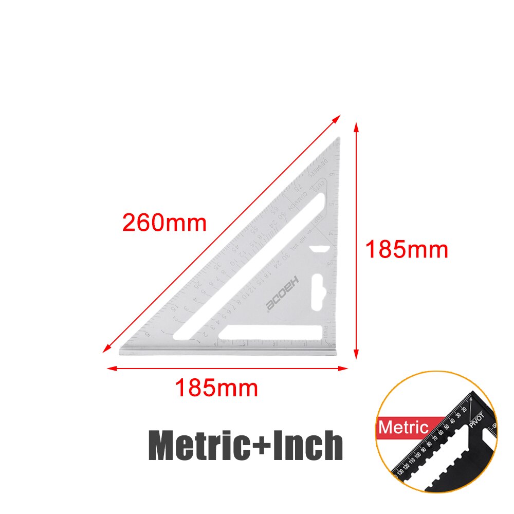 Speed Square Builders Square 7 Inch Triangle Ruler Aluminum Alloy Metric Triangle Angle Protractor Layout Measuring Tool For Home Builders DIY Lover