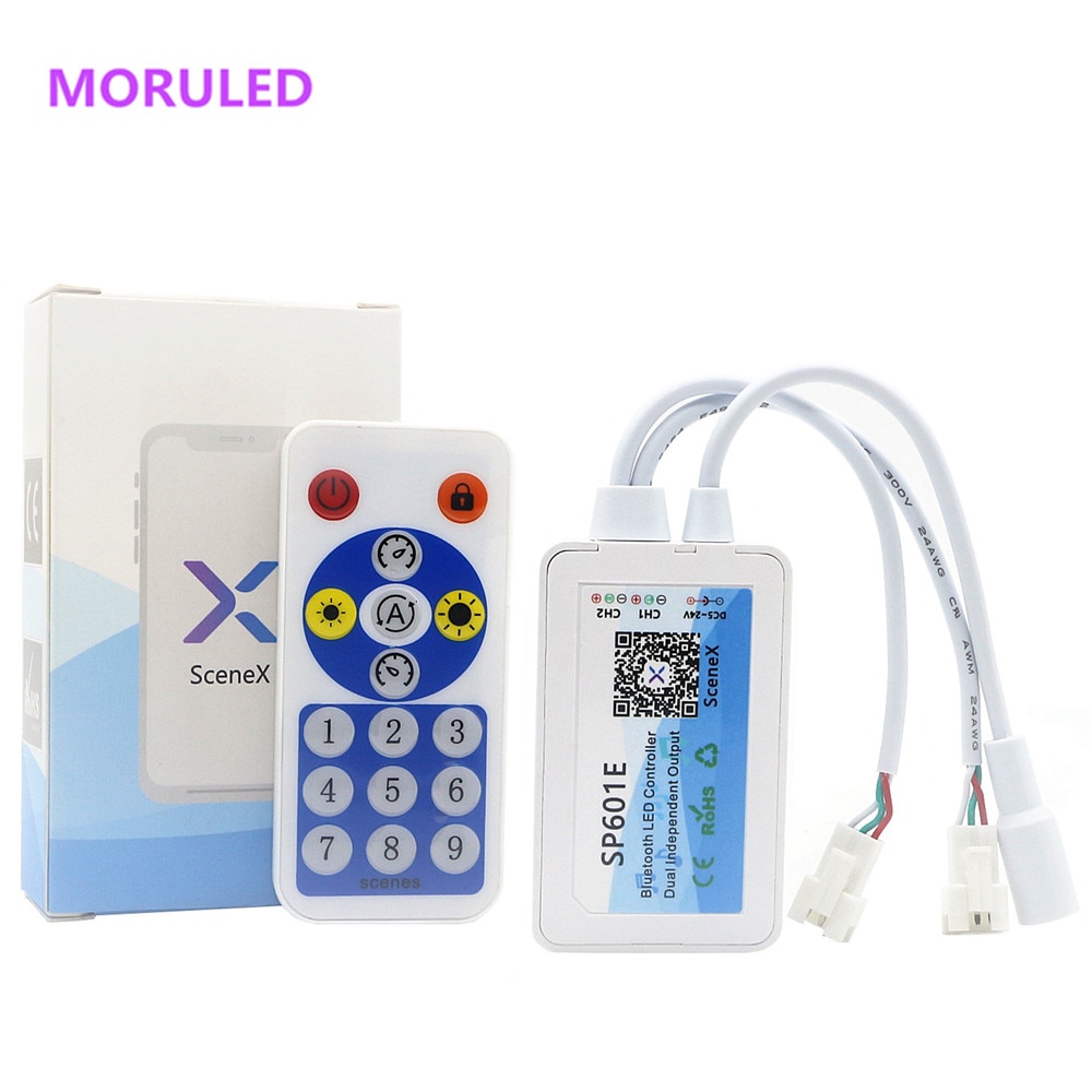 SP601E Bluetooth Led Controller Met 16Key Rf Remote Dual Signaal Pixel Controller WS2812B WS2811 Pixel Smart Led Strip