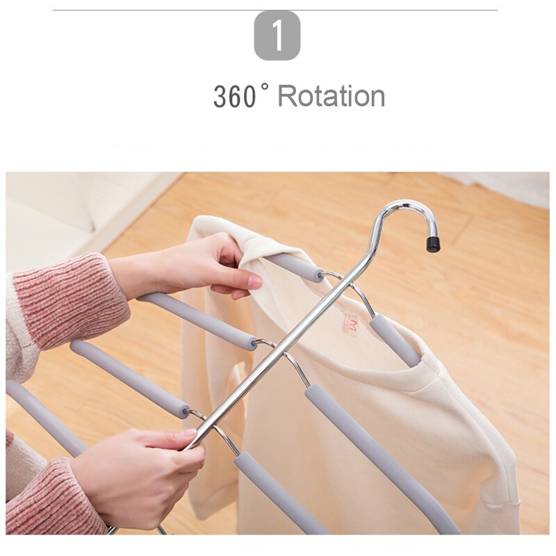 5 Multi Layer Clothes Hanger Multi-Function Hanging Storage Holder Non-Slip Clothes Rack for Coat Shirt Scarf Hanger Organizer