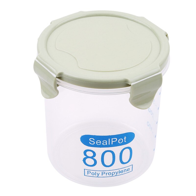 Kitchen Plastic Sealed Jar Storage Box Transparent Food Can Keep Fresh Fresh Transparent Container Can: green 800ml