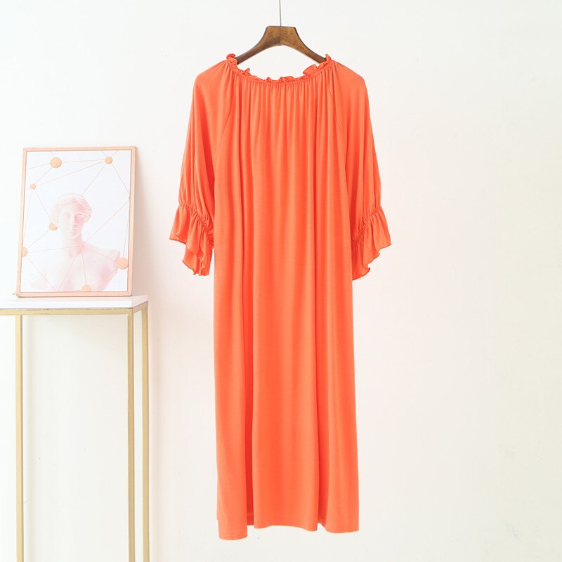 Plus Size 6XL150kg Women Modal Long Dress Short Sleeve Summer Soft Comfortable Nightgown Large Dresses Home Wear Sleep Dress