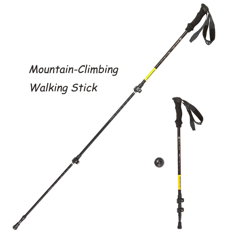 Cura-k-bastón plegable telescópico para senderismo, bastón de aluminio de 67-135cm, 3 secciones de bloqueo exterior