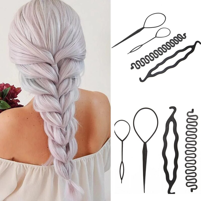 4 st/set multi-style kvinnor hår twist styling clip stick maker gör själv hår fläta verktyg håraccessoarer fläta gör själv frisyr