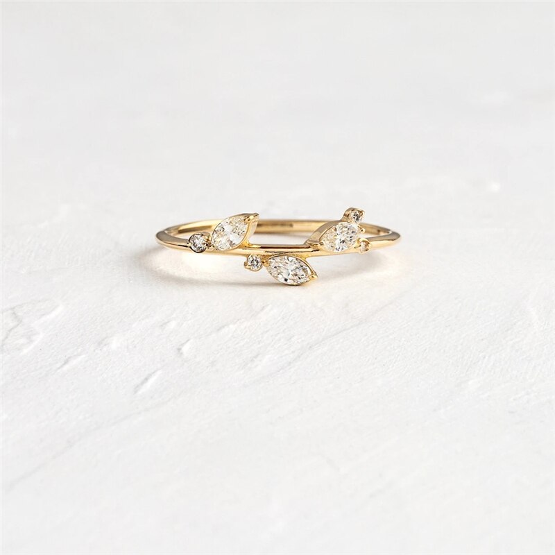 Roxi Minimalisme Drie Blad Kristal Gouden Ringen Voor Vrouwen Zilveren Ringen Sieraden 925 Sterling Zilveren Ringen Ins Trouwringen: size 8