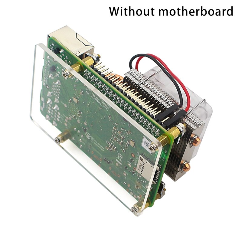 for Raspberry Pi 4 B / 3B + / 3B Thin Ice Tower Cooling Fan Metal Shell RGB Color Changeable LED Light with Bracket