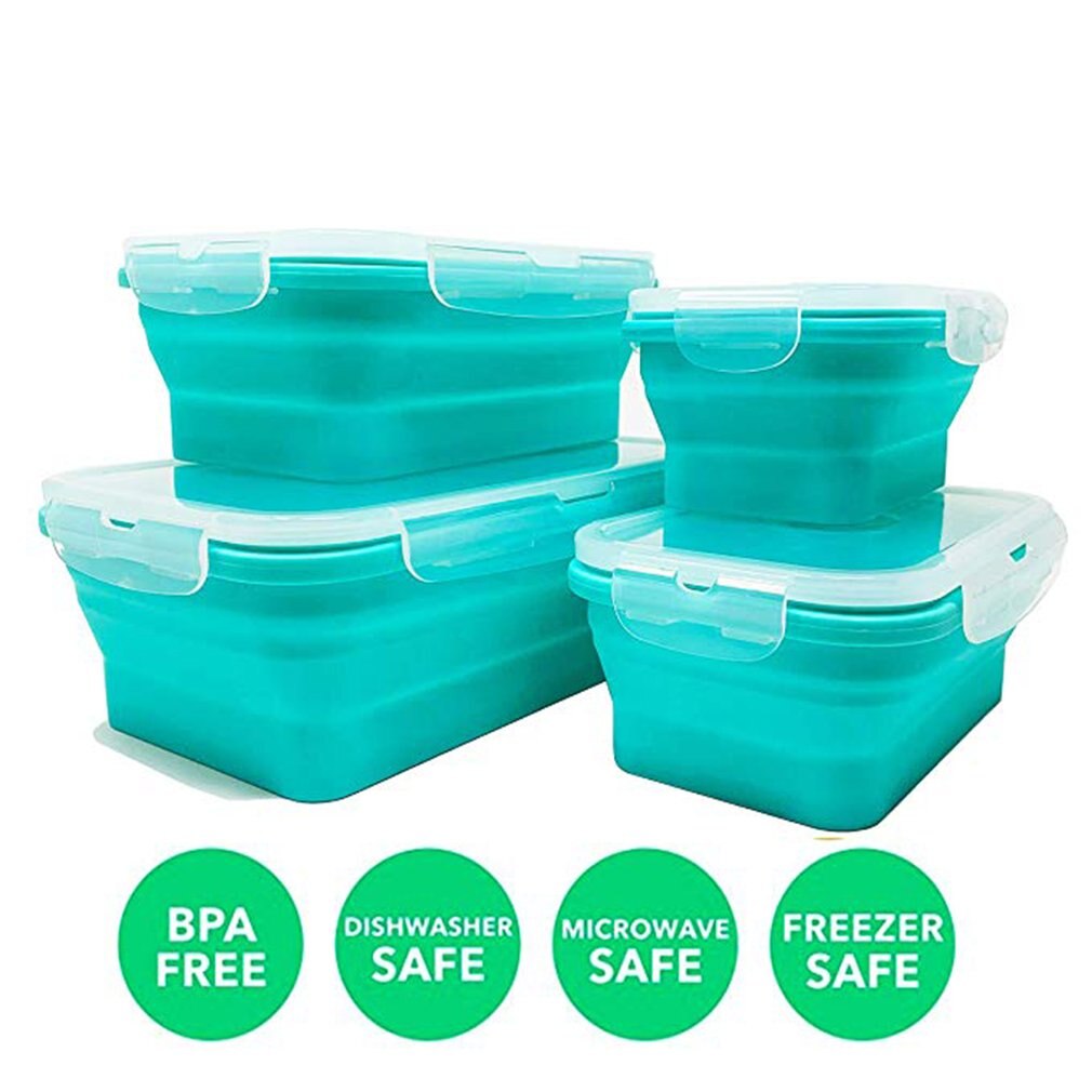 Silicone Lunch Box Collapsible Portable Box Bowl Bento Boxes Folding Food Container 350/500/800/1200ml Eco-Friendly