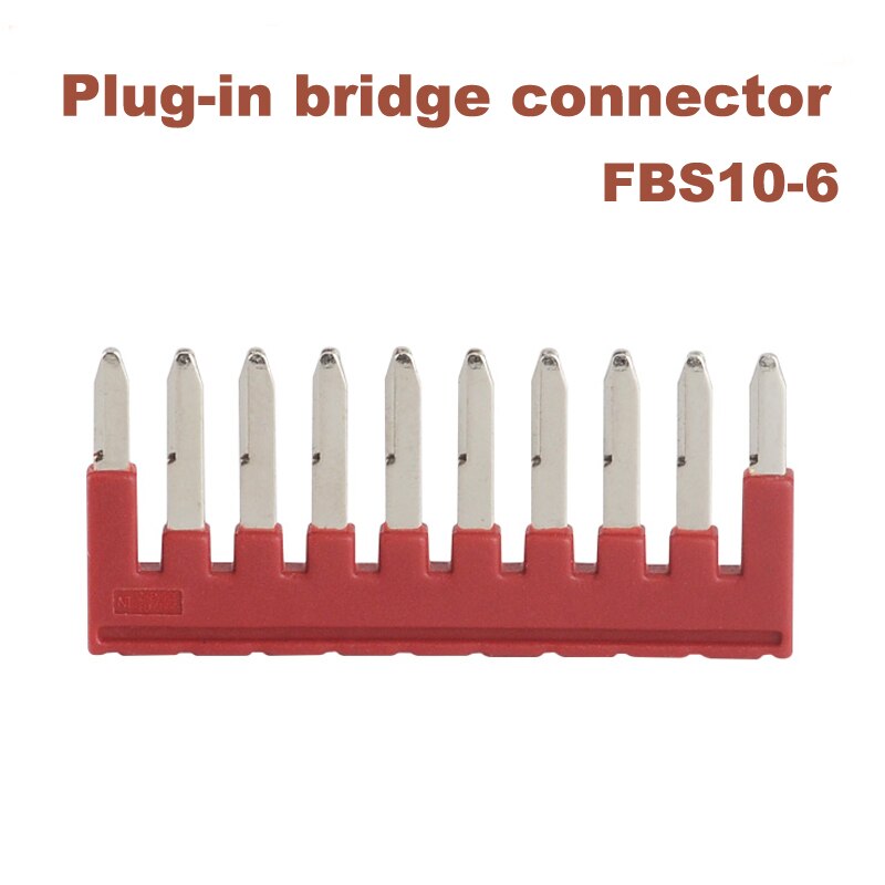 10Pcs FBS10-6 Plug-in Bridge Center Short Connection Strip Din Rail Spring Terminal Block ST-4 Morsettiera Brass Connector