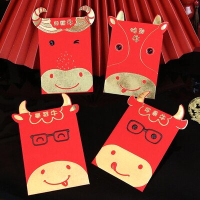 OX Chinese Year Cartoon Thick Paper Red Packet 16 Pcs: design 6