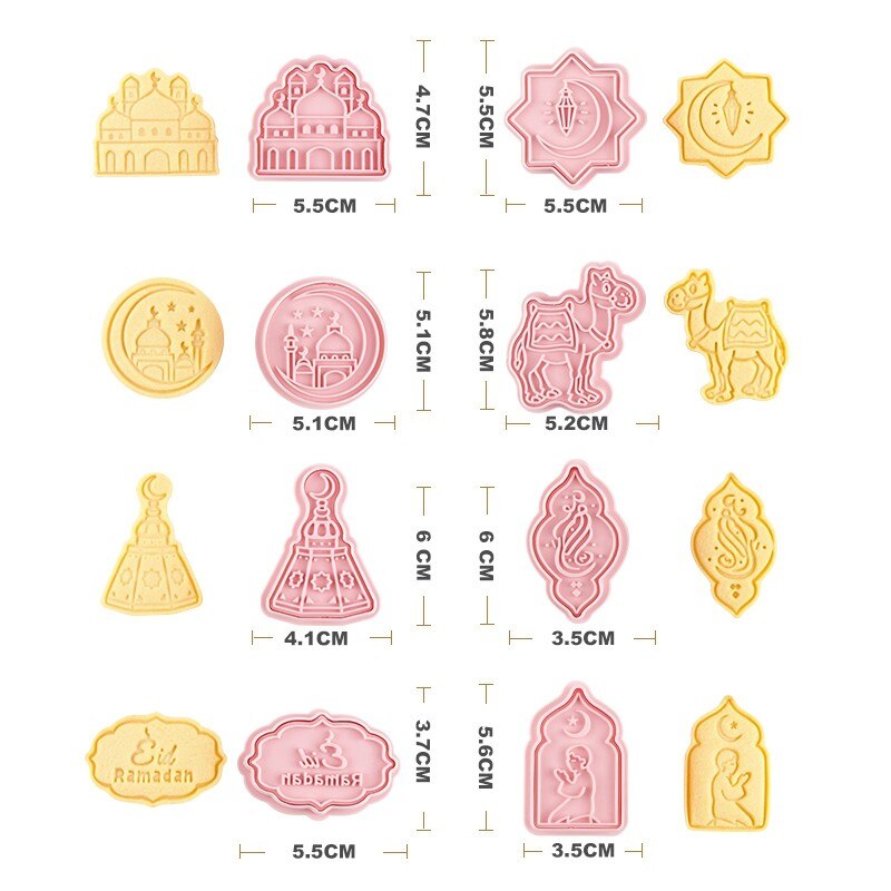 QIFU Eid Mubarak Camel Moon Star Biscuit Mold Cookie Cutters Set Ramadan Islamic Muslim Party Cake Baking Tools Cookies Decor: 8