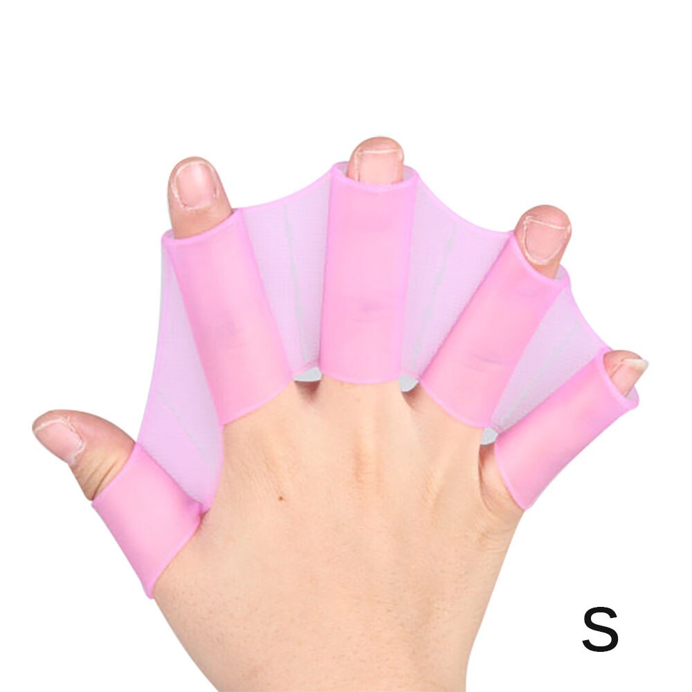 Scuba finger svampe handsker hånd web flippers træning silikone svømningsudstyr svømning begynder universal svømningsværktøj: Lyserød / L
